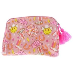 Jane Marie Large Zipper Pouch Pink Disco Cowgirl nwt